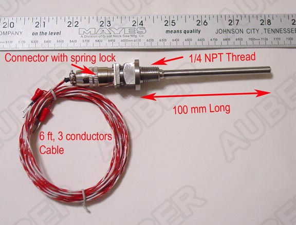 Liquid tight RTD sensor, 4 in, 1/4 NPT Thread